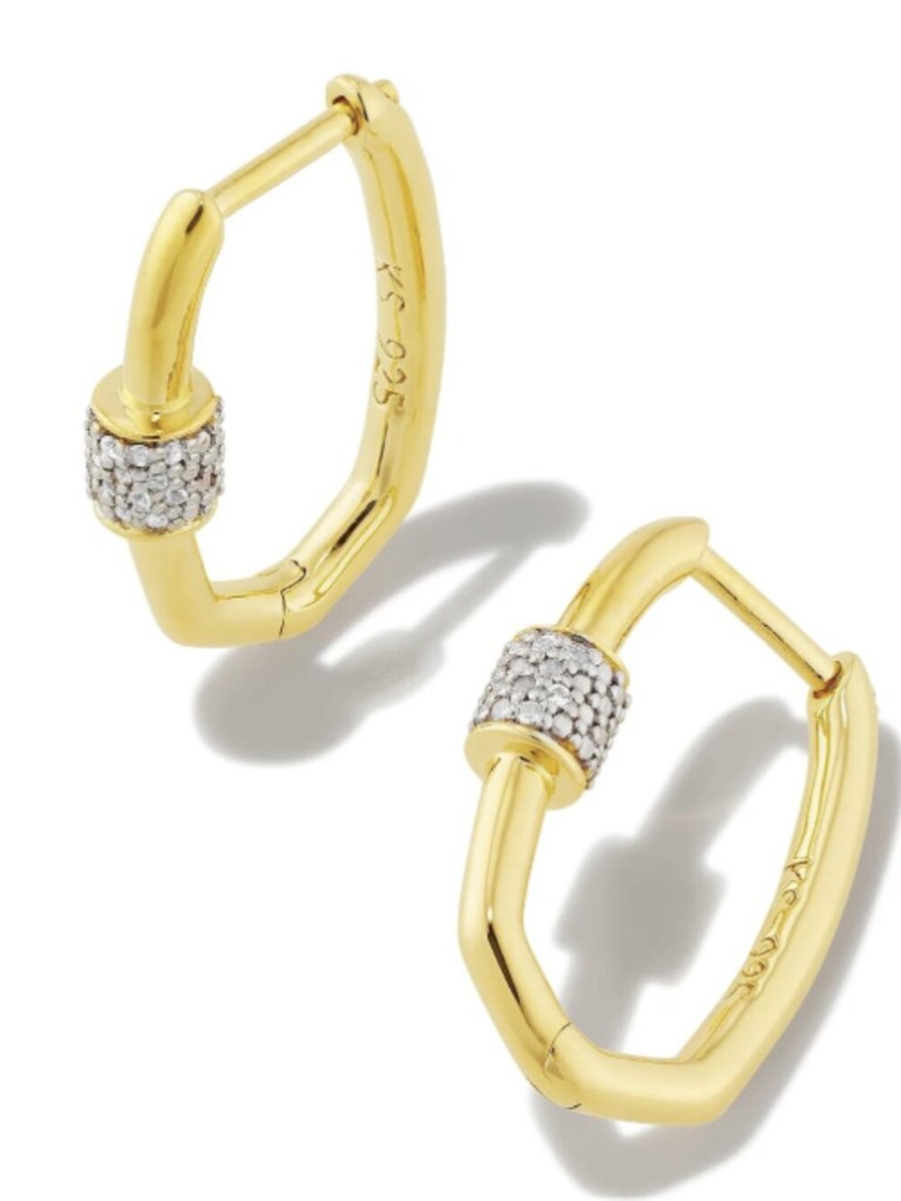 Bristol 18k Gold Vermeil Huggie Earrings in White Sapphire